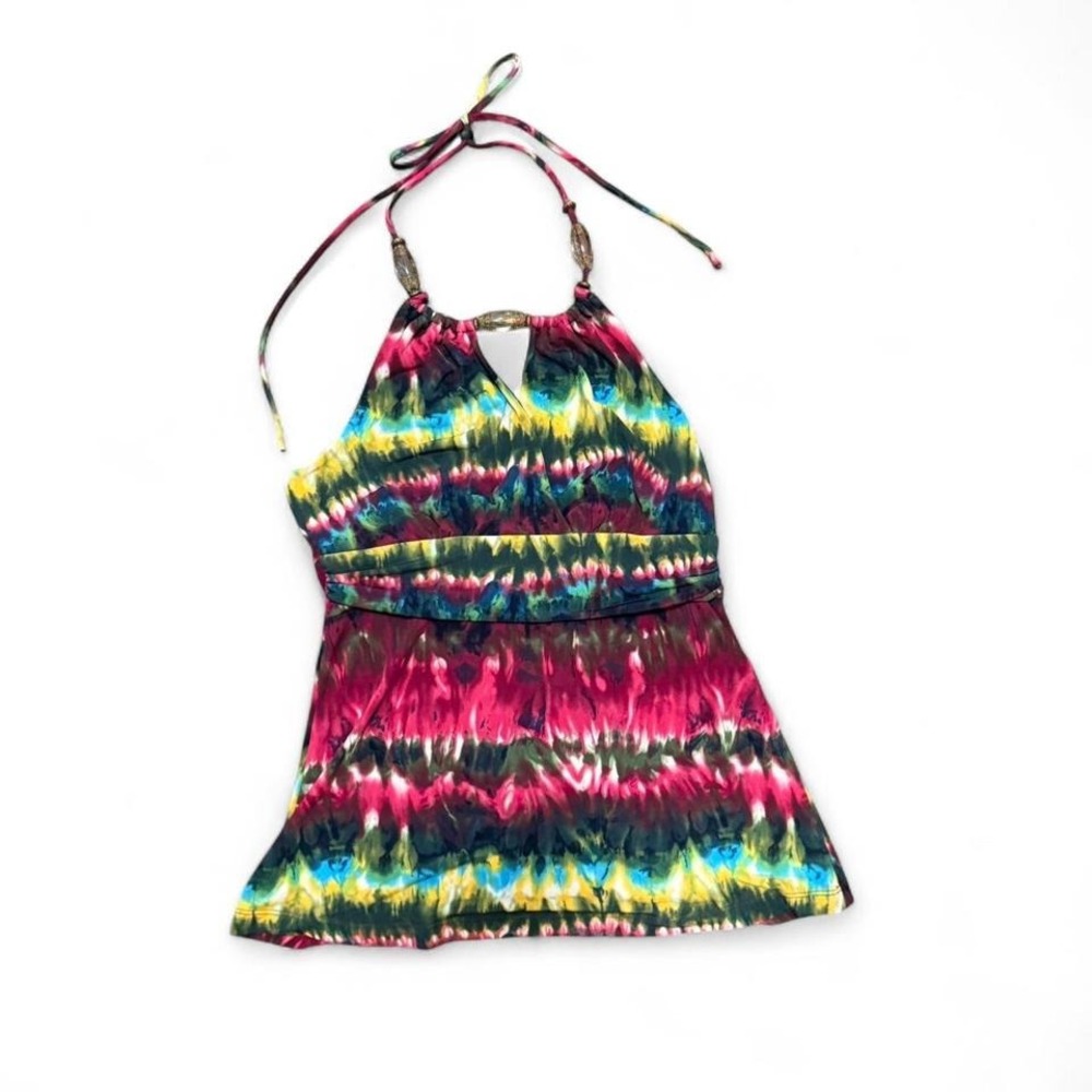 Y2k rainbow festival halter tank Sz M Summer 2000s Hippie
